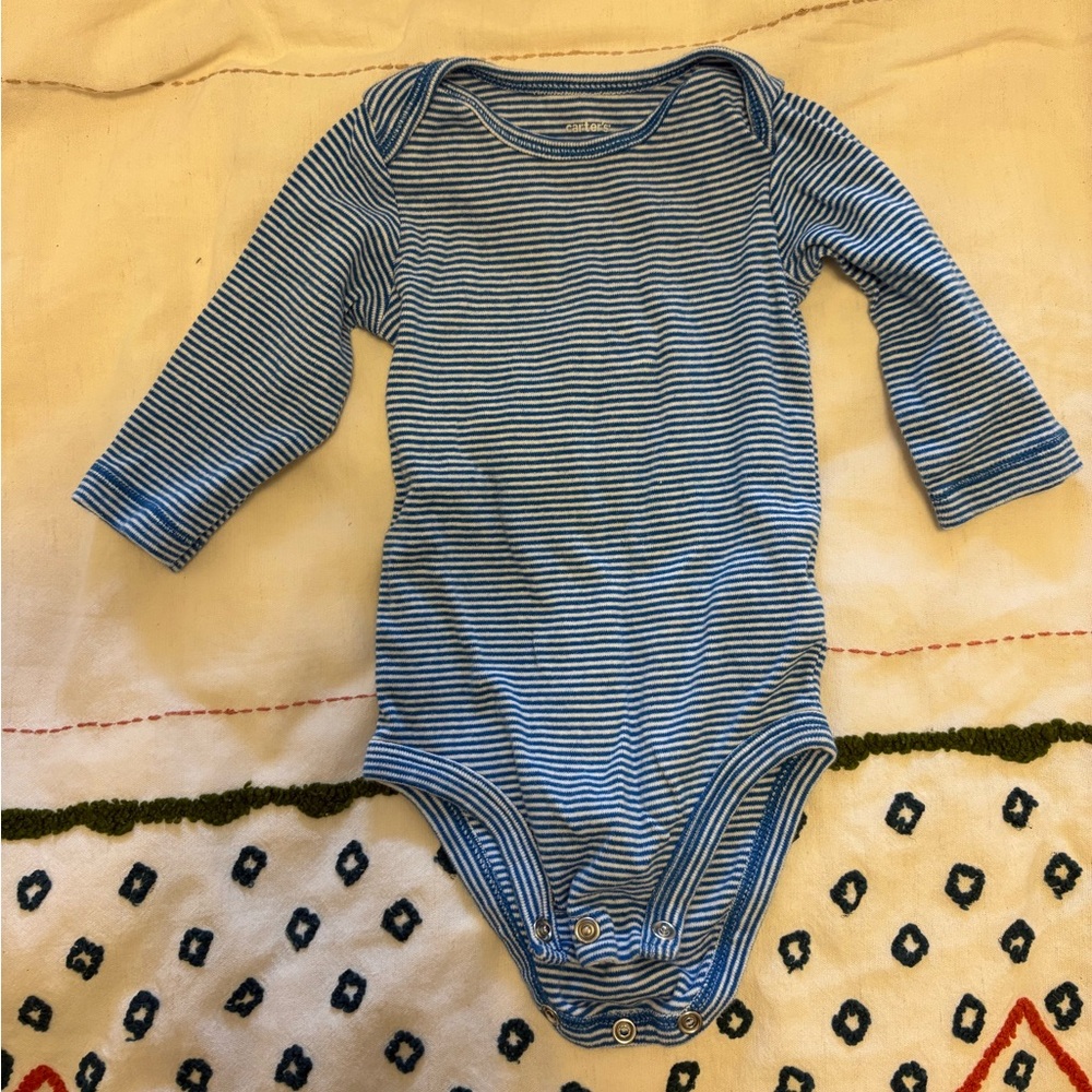 Carter's Blue Striped Bodysuit with Snap Closure